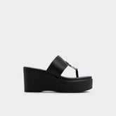 Friegan in Black - Slide sandal Wedge heel