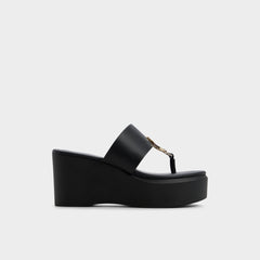 Friegan in Black - Slide sandal Wedge heel