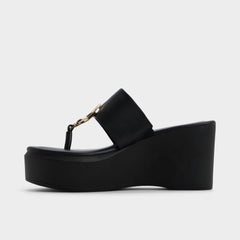 Friegan in Black - Slide sandal Wedge heel