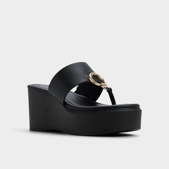 Friegan in Black - Slide sandal Wedge heel
