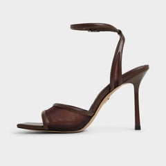 Sharra in Dark Brown - Strappy heeled sandal Stiletto heel