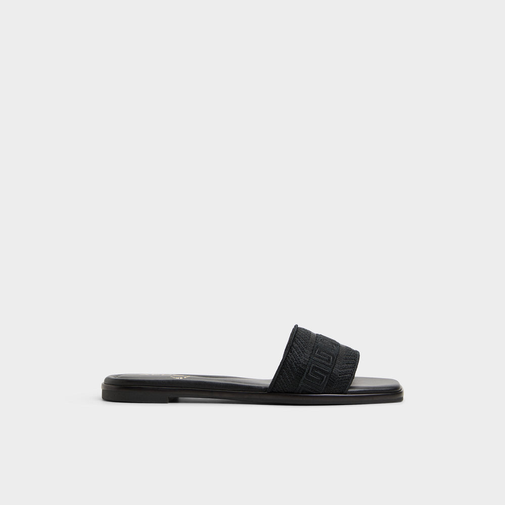 Oceania Black Women's Flats - Slide sandal
