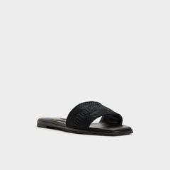 Oceania Black Women's Flats - Slide sandal