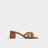 Block heel Jemstone in Medium Brown - Strappy heeled sandal