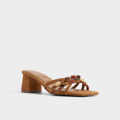 Block heel Jemstone in Medium Brown - Strappy heeled sandal
