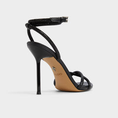 Manaelden Black Women's Strappy sandals - Strappy heeled sandal Stiletto heel