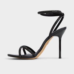 Manaelden Black Women's Strappy sandals - Strappy heeled sandal Stiletto heel