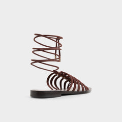 Unoma in Dark Brown - Strappy flat sandal