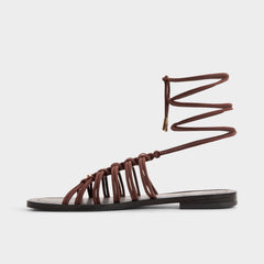 Unoma in Dark Brown - Strappy flat sandal