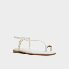 Jomalina White Women's Flats - Strappy flat sandal