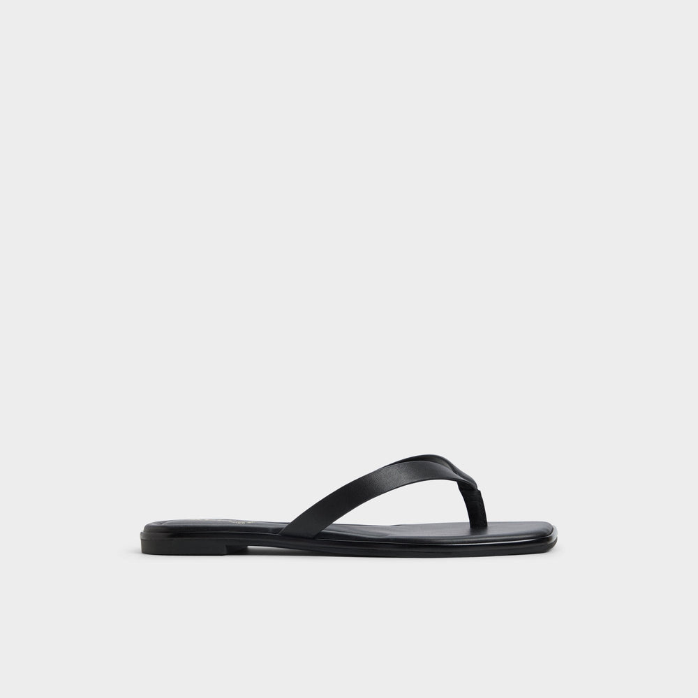 Theao Black Women's Flats - Flip flop