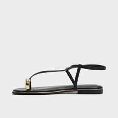 Jomalina Black Women's Flats - Strappy flat sandal