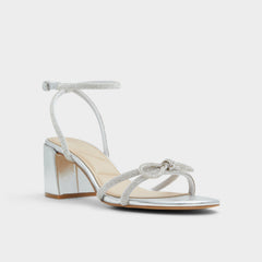 Bouclette Silver Women's Block heels - Strappy heeled sandal Block heel