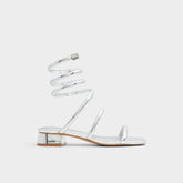 Spinna in Silver - Strappy sandal Block heel