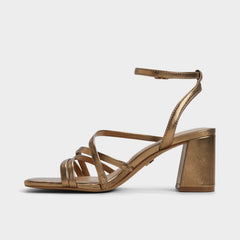 Esther Gold Women's Block heels - Strappy heeled sandal Block heel