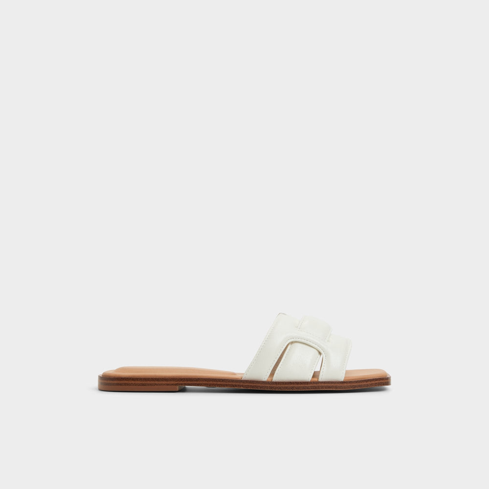 Eleny White Women's Flats - Slide sandal