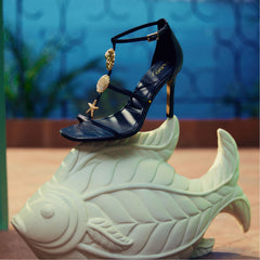 Summerdate Black Women's Strappy sandals - Strappy heeled sandal