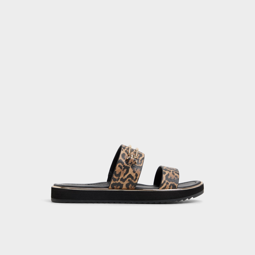 Lagoon Brown Multi Women's Flats - Strappy flat sandal Footbed sandal
