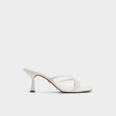 Calypsa White Women's Heeled mules - Strappy heeled sandal Block heel