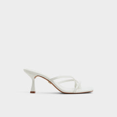 Calypsa White Women's Heeled mules - Strappy heeled sandal Block heel