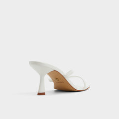 Calypsa White Women's Heeled mules - Strappy heeled sandal Block heel
