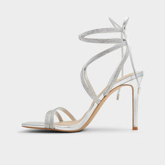 Phaedra in Silver - Strappy stiletto sandal