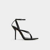 Abyfindley Black Women's Strappy sandals - Heeled flip flop Stiletto heel