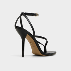 Abyfindley Black Women's Strappy sandals - Heeled flip flop Stiletto heel