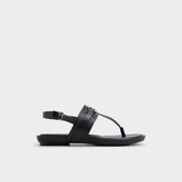 Taylen Black Women's Footbed sandals - T-strap sandal