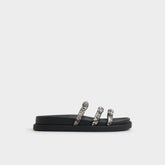 Zephyra White/Black Women's Footbed sandals - Footbed sandal