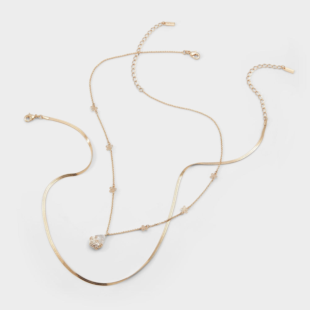 Teardrop Gold/Clear Multi Women's Necklaces - Necklace