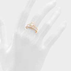 Greini Gold/Clear Multi Women's Rings - Multi-finger rings