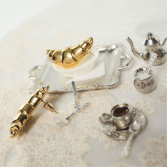 Croissants Gold Women's Stainless Steel - Button earrings