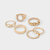 Luckyrings in Gold Clear Multi - Multi finger rings