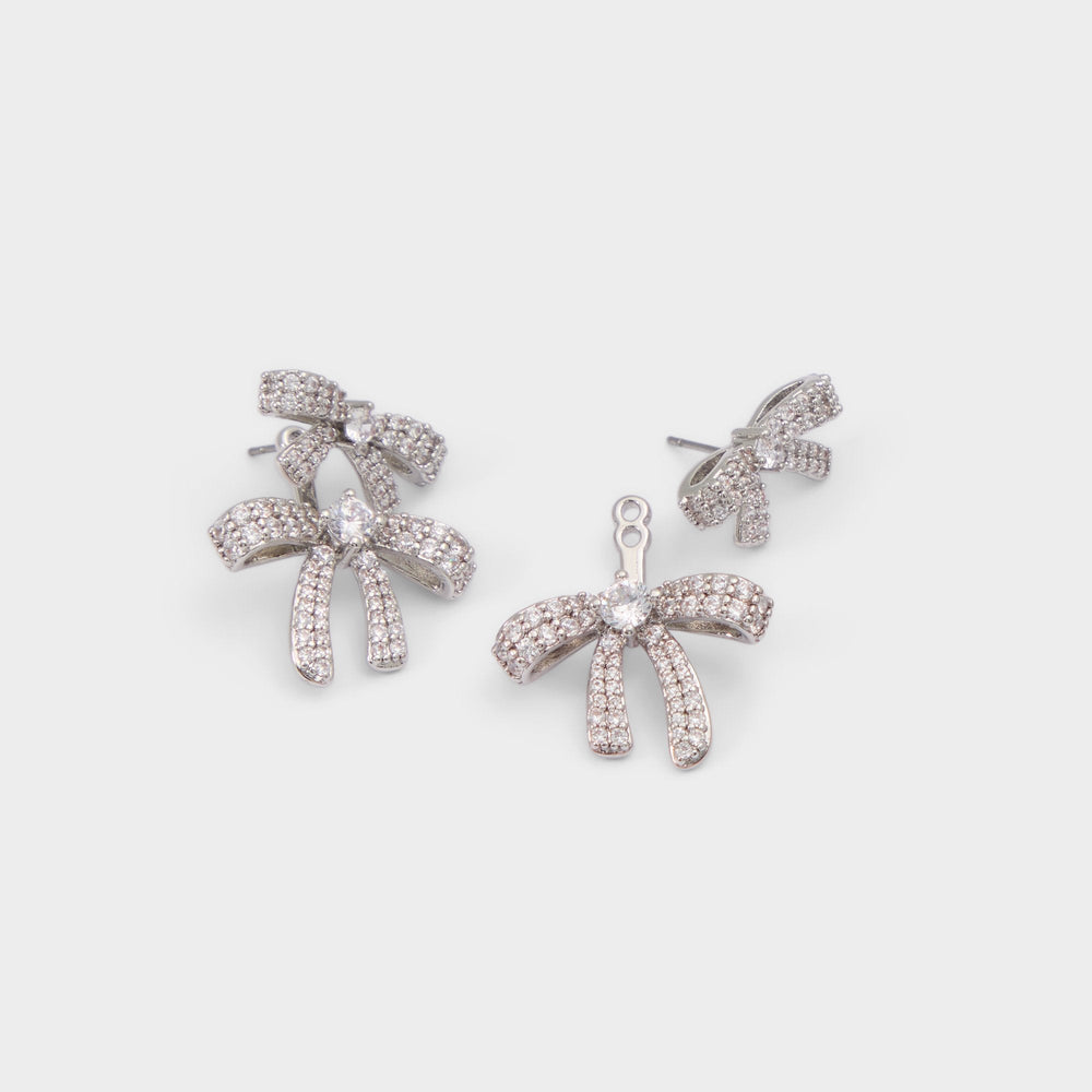 Bows in Silver Clear Multi - Earrings