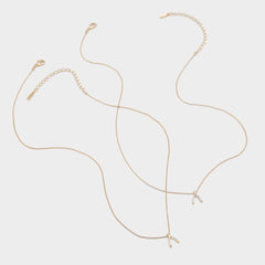 Makeawish Gold/Clear Multi Women's Necklaces - Gift set