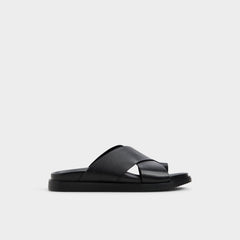 Darley Black Men's Sandals & Slides - Strappy flat sandal