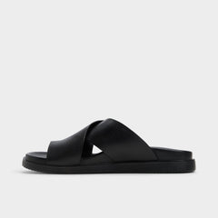 Darley Black Men's Sandals & Slides - Strappy flat sandal