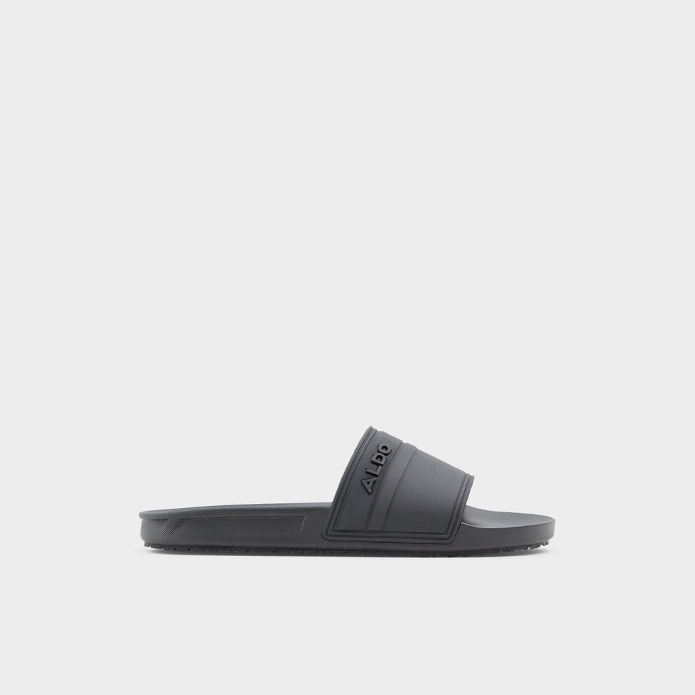 Dinmore Black Synthetic Rubber Men's Slides - Slide sandal