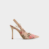 Hennie in Beige Combo 14190601 - Sling back high heel Stiletto heel