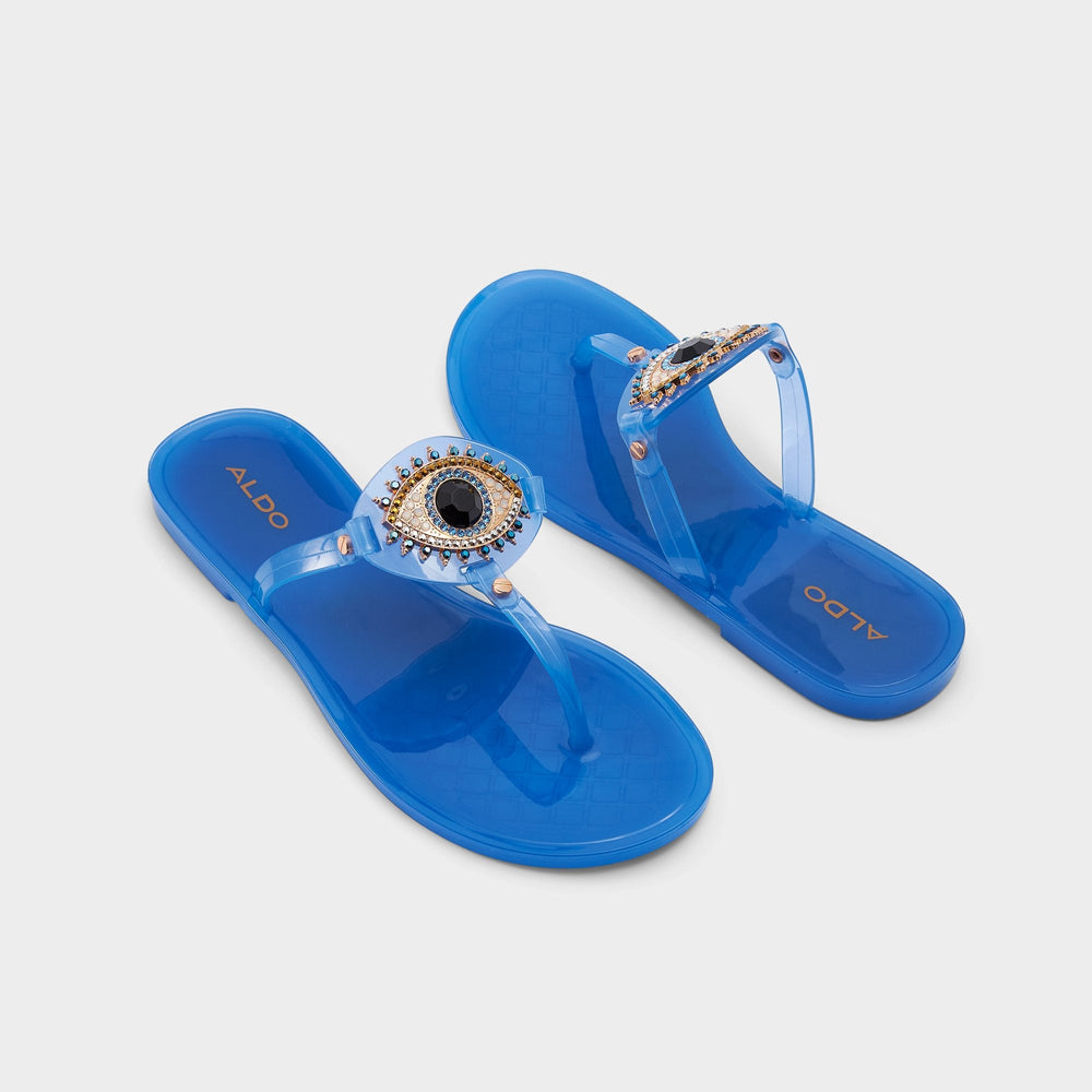 Ebariel Medium Blue Women's Jelly Sandals & Flip Flops - T-strap sandal