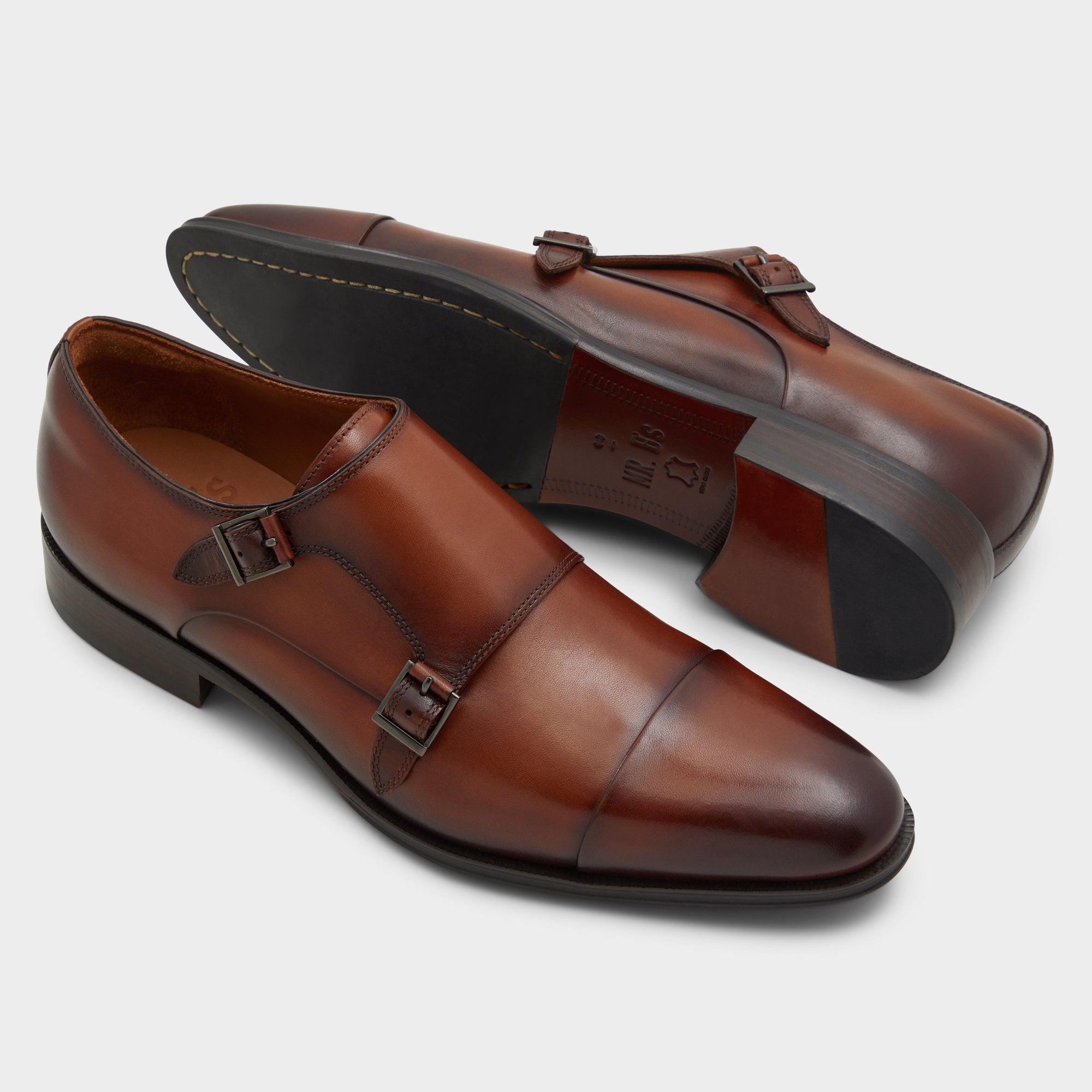 Axwell Cognac Men's Dress Shoes - Monkstrap loafer