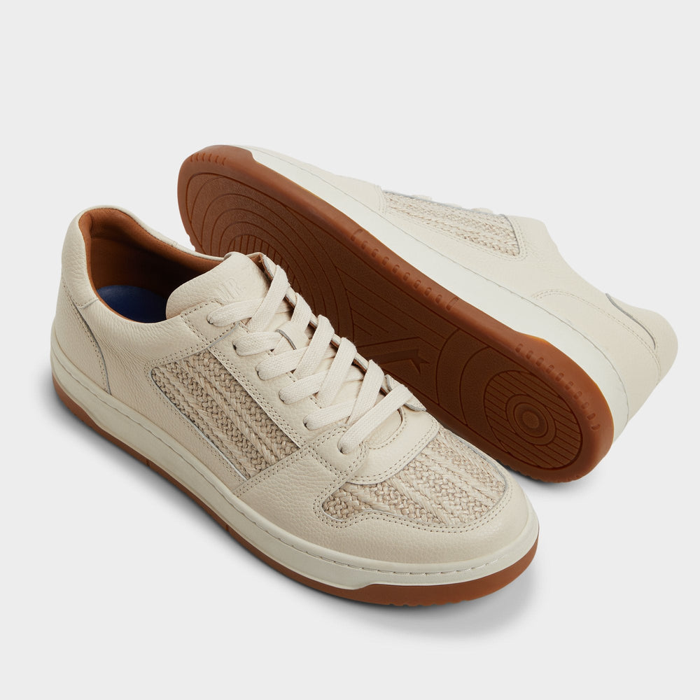 Ludlow White Leather Mixed Material Men's Low top - Low top sneaker
