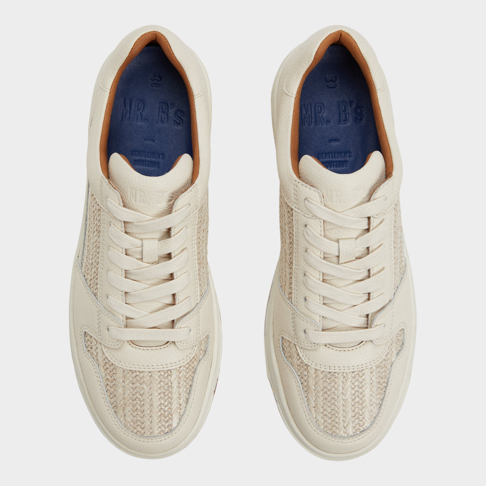 Ludlow White Leather Mixed Material Men's Low top - Low top sneaker