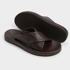 Steele Dark Brown Men's Sandals & Slides - Slide sandal