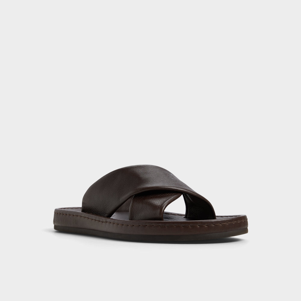 Steele Dark Brown Men's Sandals & Slides - Slide sandal