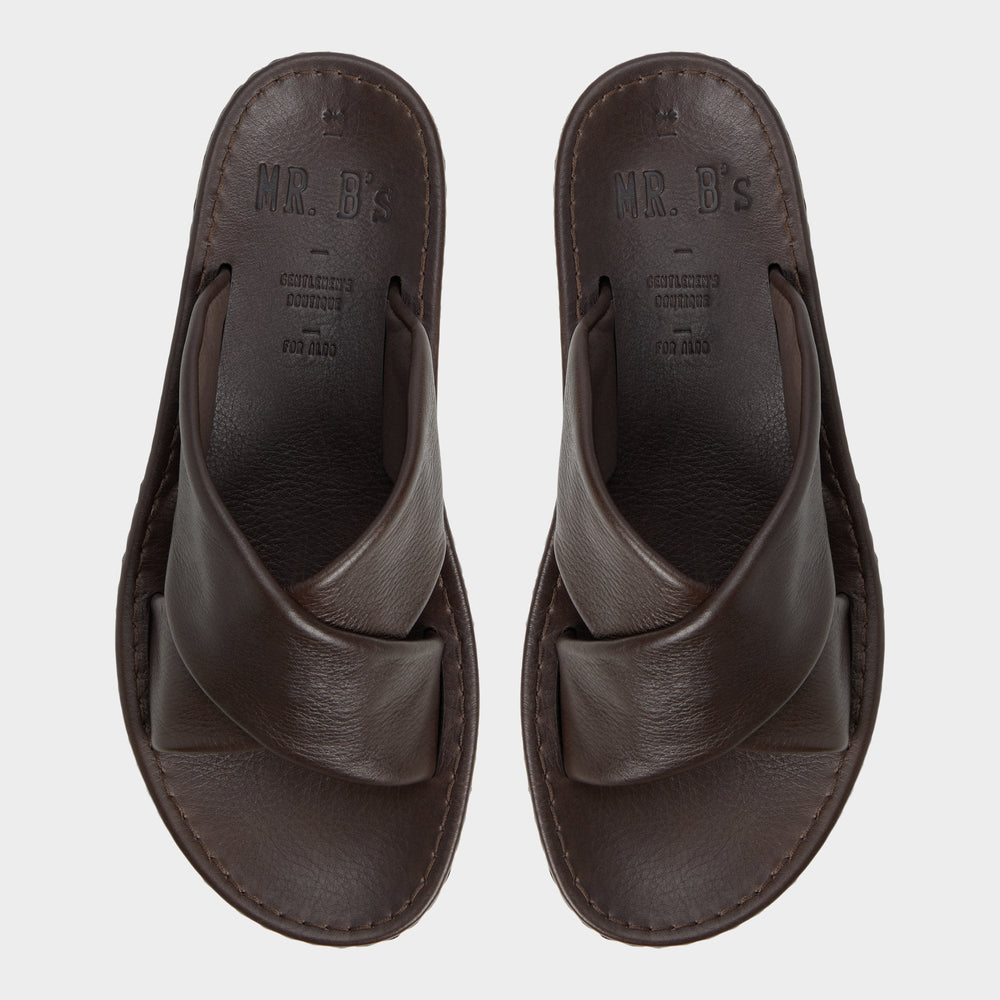 Steele Dark Brown Men's Sandals & Slides - Slide sandal