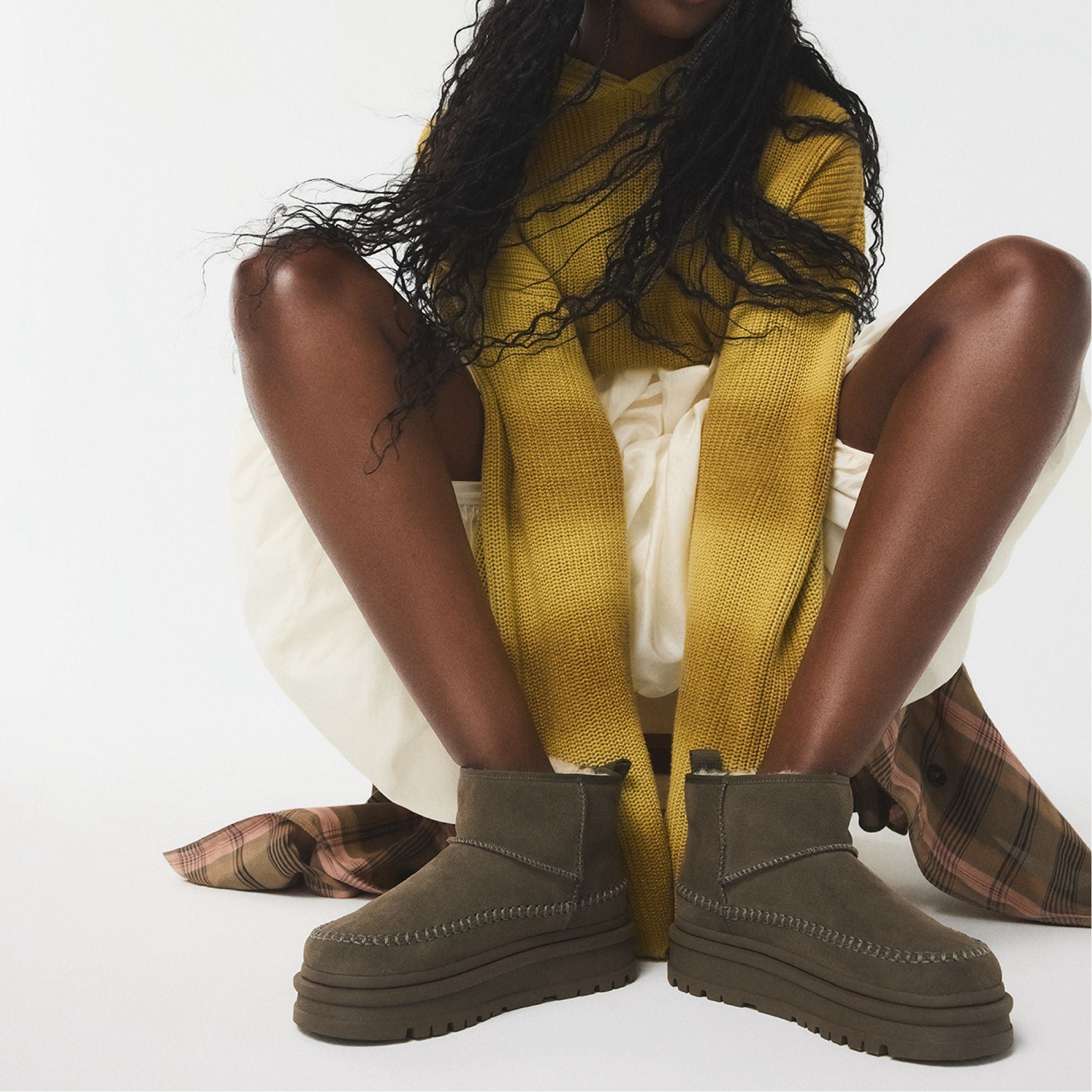 Milanie in Dark Green - Ankle boot Lug sole