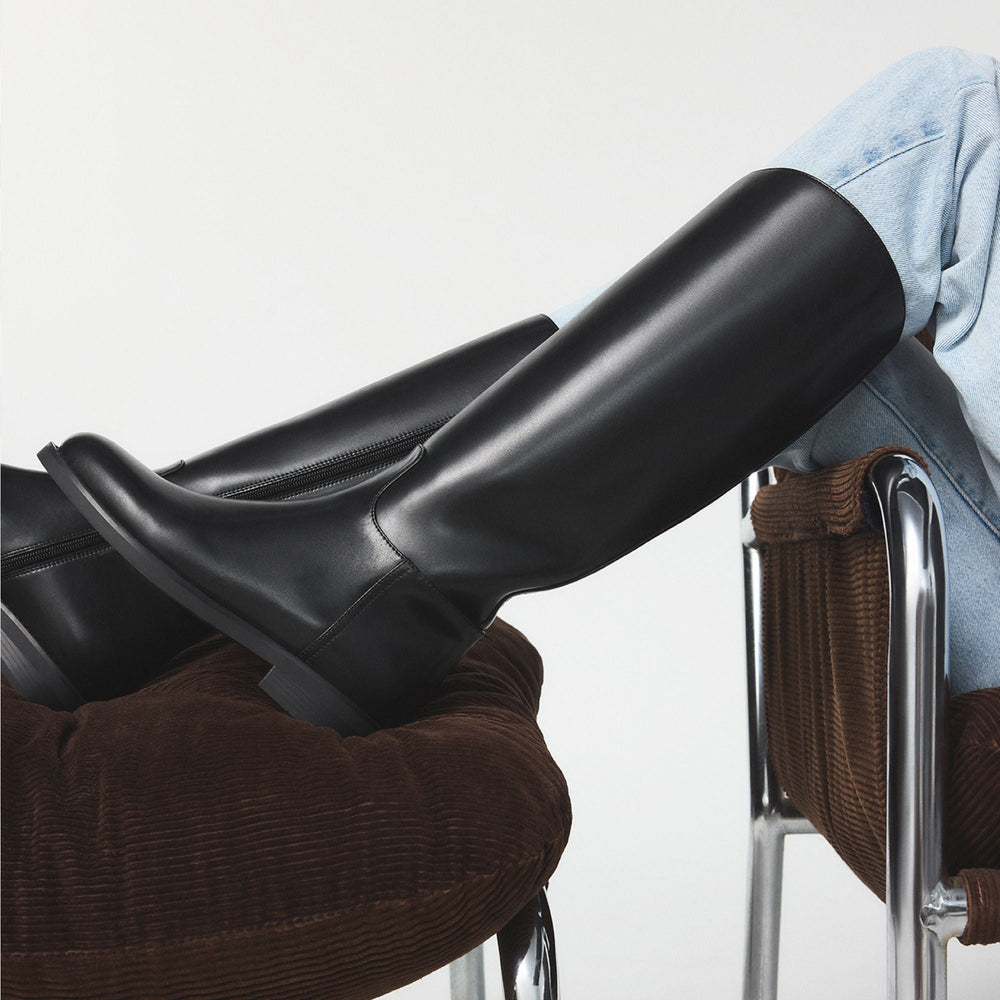 Charley in Black - Knee-high boot Cup sole