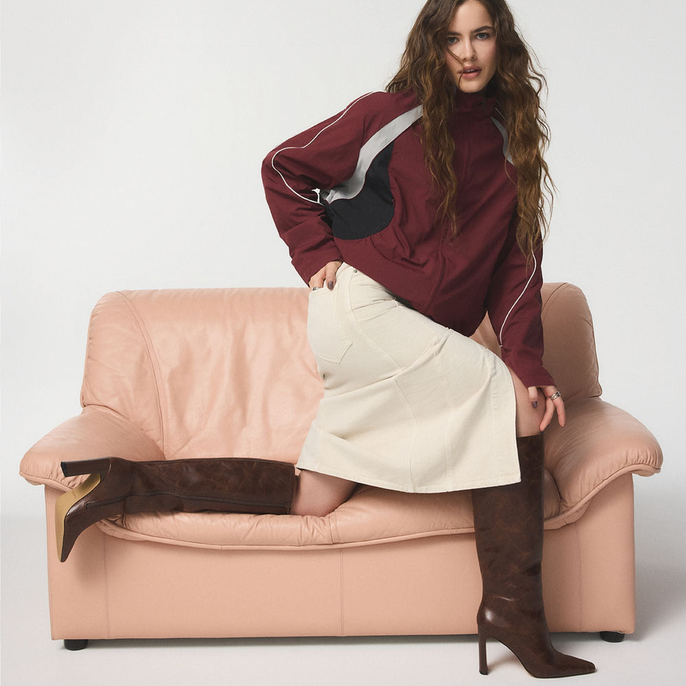Elyne in Medium Brown - Knee-high boot
